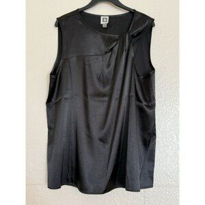 Anne‎ Klien Women's Black Sleeveless Top One Side Ruched Size XL Gothic Witchy